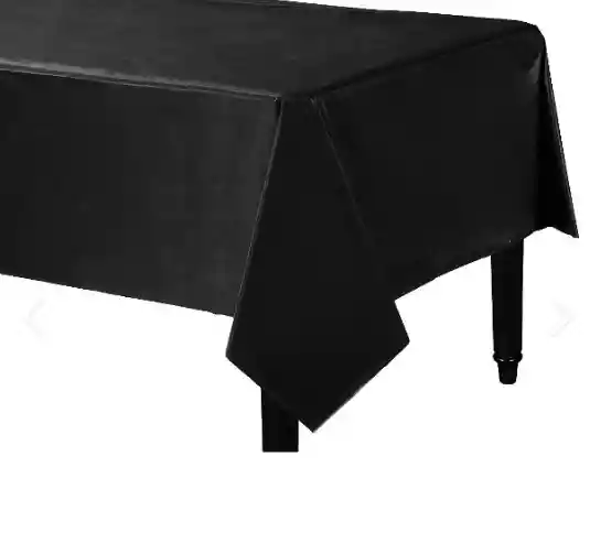 Mantel Plastico Tipo Tela Decoracion Fiesta Color Negro