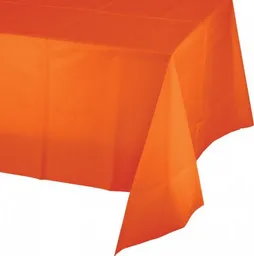Mantel Plastico Tipo Tela Decoracion Fiesta Color Naranja