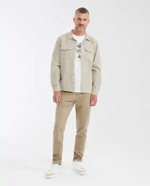 Camisa Utility Long Café Khaki Claro Talla M Chevignon