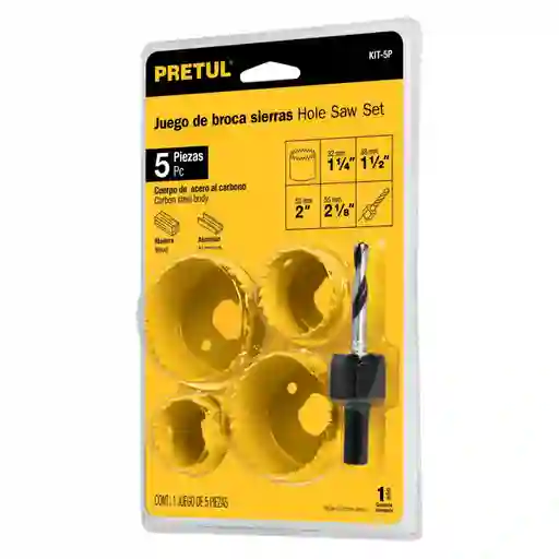 Kit Juego De Broca Sierras Para Madera Pretul 5 Piezas