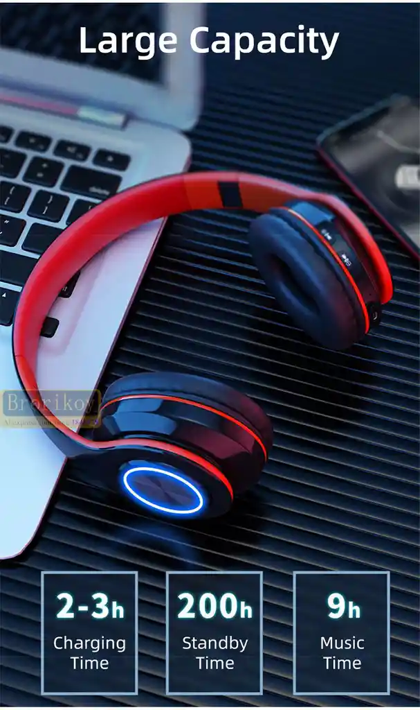 Auriculares Inalámbricos Bluetooth Con Iluminación Led Hi-fi