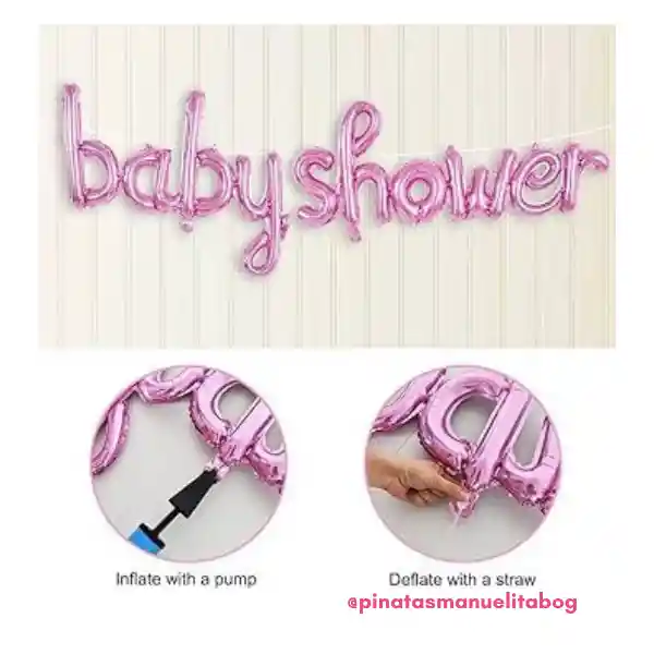 Letrero Metalizado Inflable Baby Shower Rosado Sin Inflar