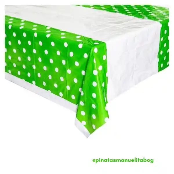 Mantel Plástico Polka Dots Verde Lima