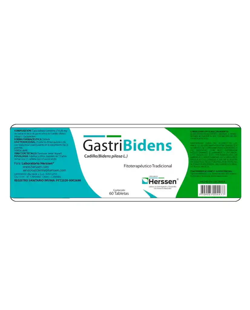 Gastribidens Herssen 60 Tabletas