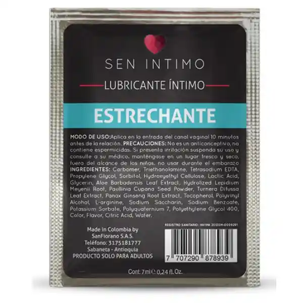 Estrechante 7ml Sen Intimo | Gel Lubricante