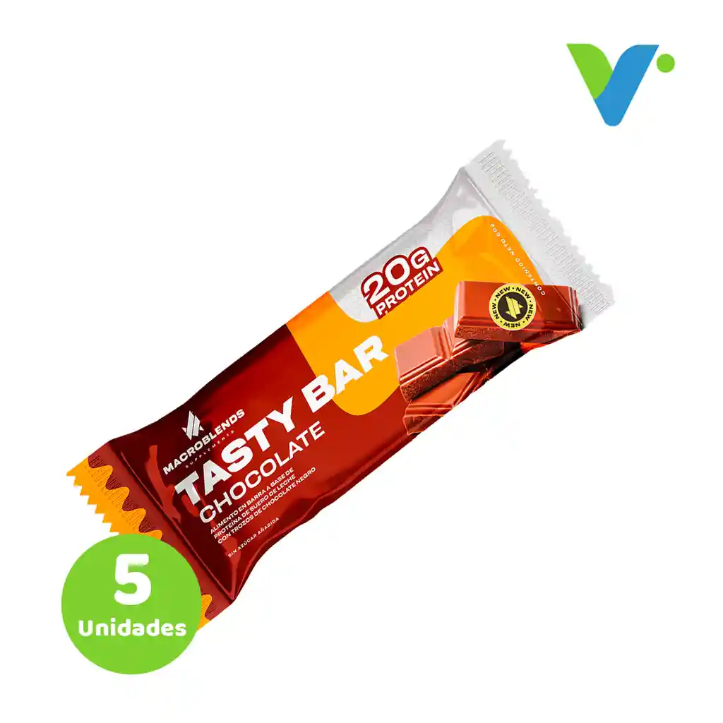 Tasty Bar Chocolate Barra De Proteína X 5 Unidades Macroblends