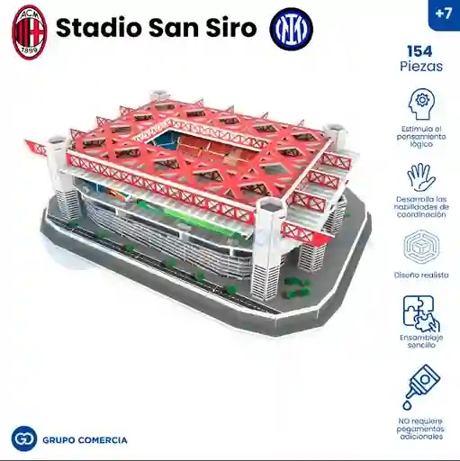 Rompecabezas Estadio Futbol 3d San Siro Ac Milán 154 Piezas