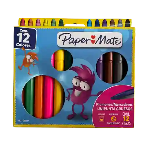 Paquete De Plumon Papermate X12 Unds Jumbo Lavables