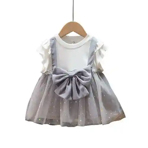 Vestido Gris Con Brillantes 2-3 Años