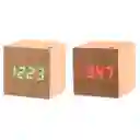 Reloj Digital 8cm Estilo Madera Alarma Despertador Fecha Madera Clara Ref 1293