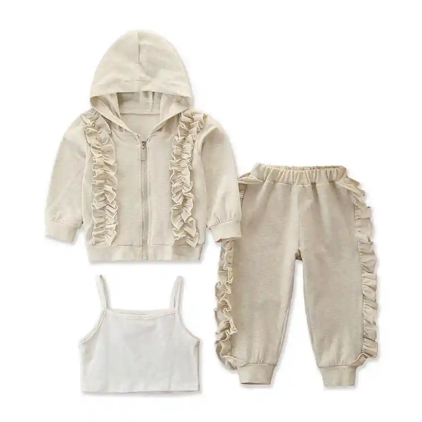 Conjunto Sudadera Y Chaqueta Beige Y Top 9-12 Meses