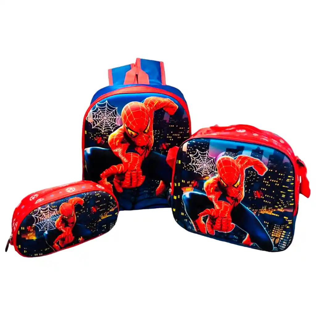 Kit Maleta Morral Peq Spiderman + Lonchera + Cartuchera Niño