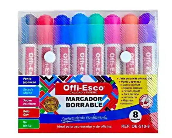 Kit De Marcadores Borrables X8 Oe-510-8 Tablero Escolares