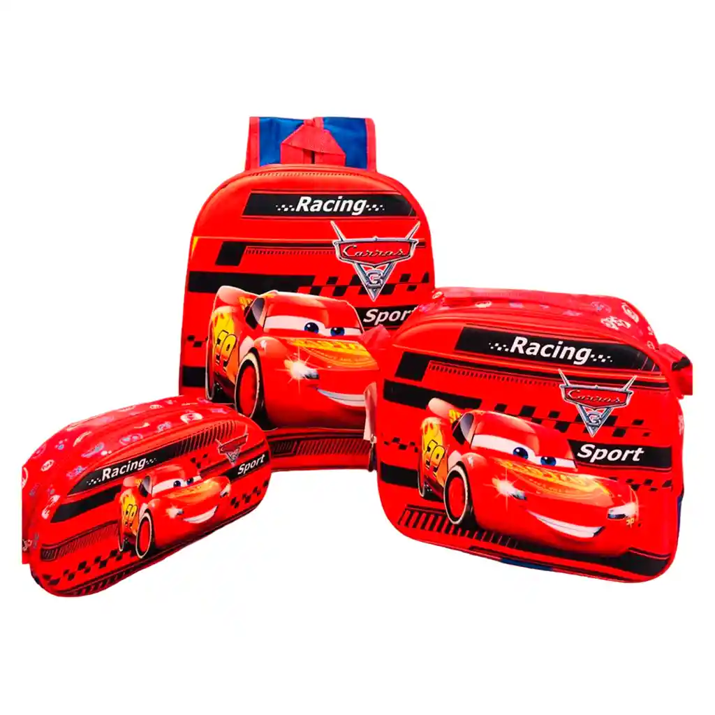 Kit Maleta Morral Peq Cars + Lonchera + Cartuchera Niño