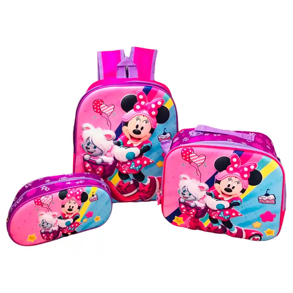 Kit Maleta Morral Peq Minnie + Lonchera + Cartuchera Niña