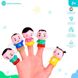 Títeres Marionetas Dedos Muñecos Familia Finger Puppet X5