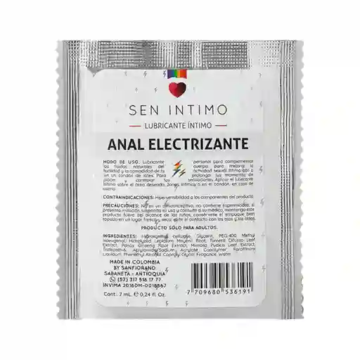 Lubricante Intimo Anal Electrizante Sachet X 7 Ml Sen