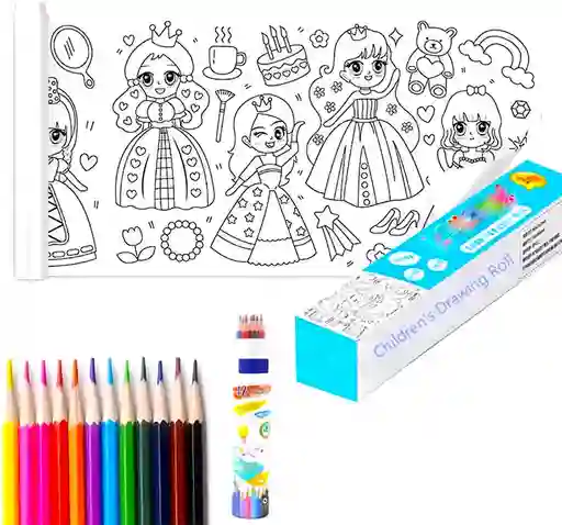 Rollo De Papel Para Colorear De Princesas - Dibujo Para Niños