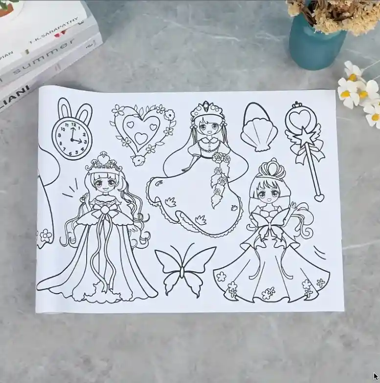 Rollo De Papel Para Colorear De Princesas - Dibujo Para Niños