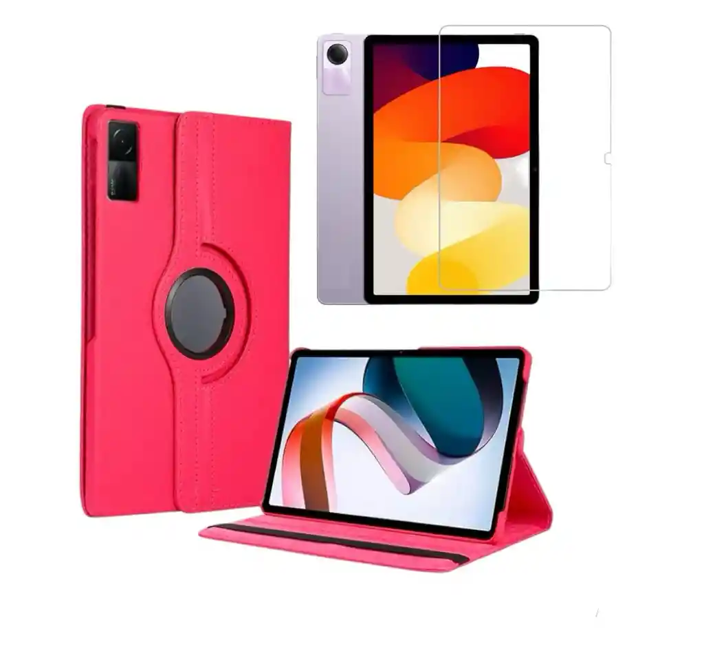 Forro Protector 360 Para Tablet Xiaomi Redmi Pad Se 11 + Vidrio Fucsia