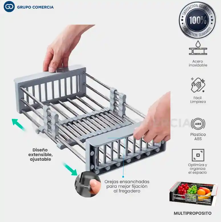 Secador Escurridor Platos Y Alimentos Ajustable Expandible