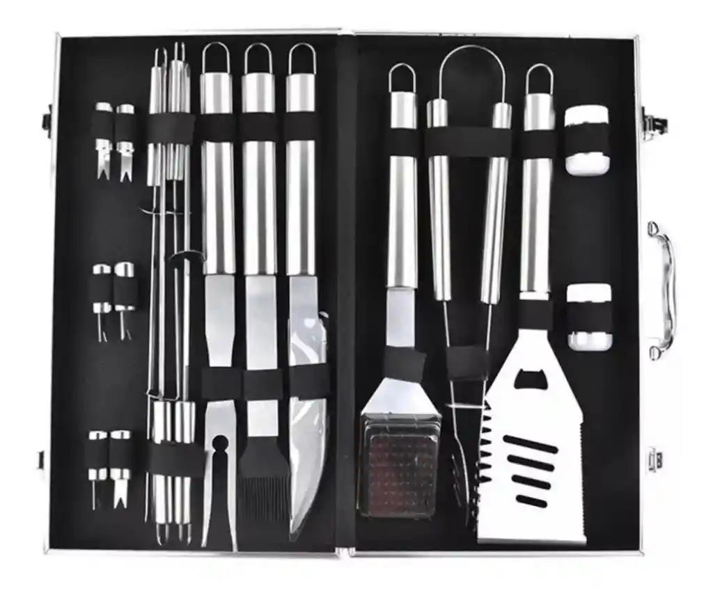 Set Parrilla Bbq 18 Piezas Con Maletin Kit Asados Parrillero