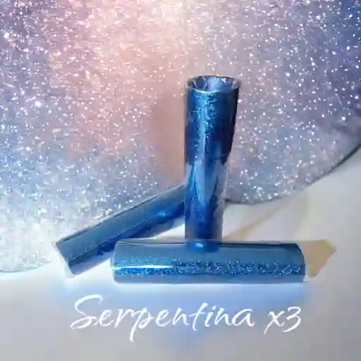 Serpentina Metalizada Azul Holograma X 3 Unidades