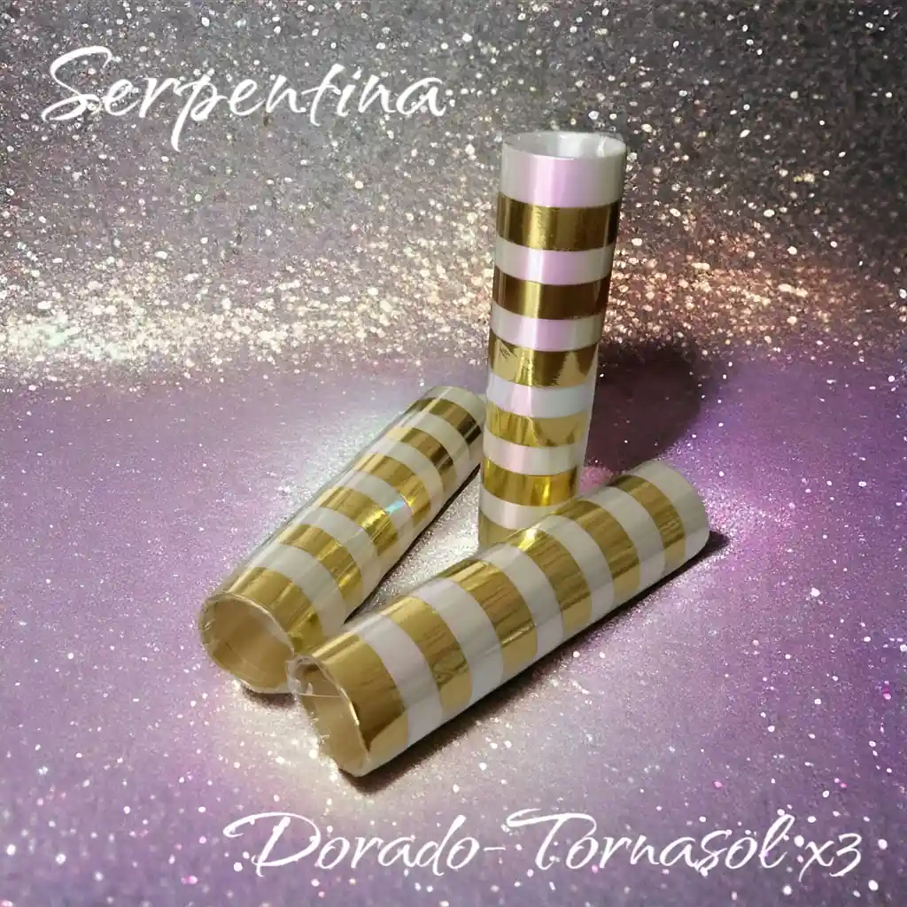 Serpentina Metalizada Dorado~tornasol X 3 Unidades