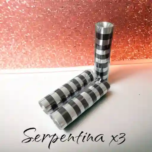 Serpentina Metalizada Negro~plateado X 3 Unidades
