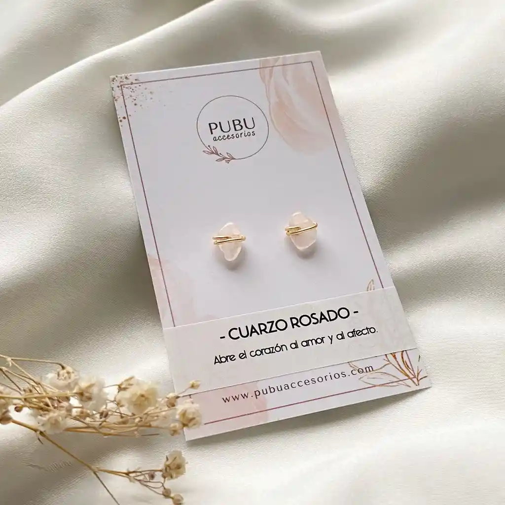 Aretes Topos Cuarzo Rosa