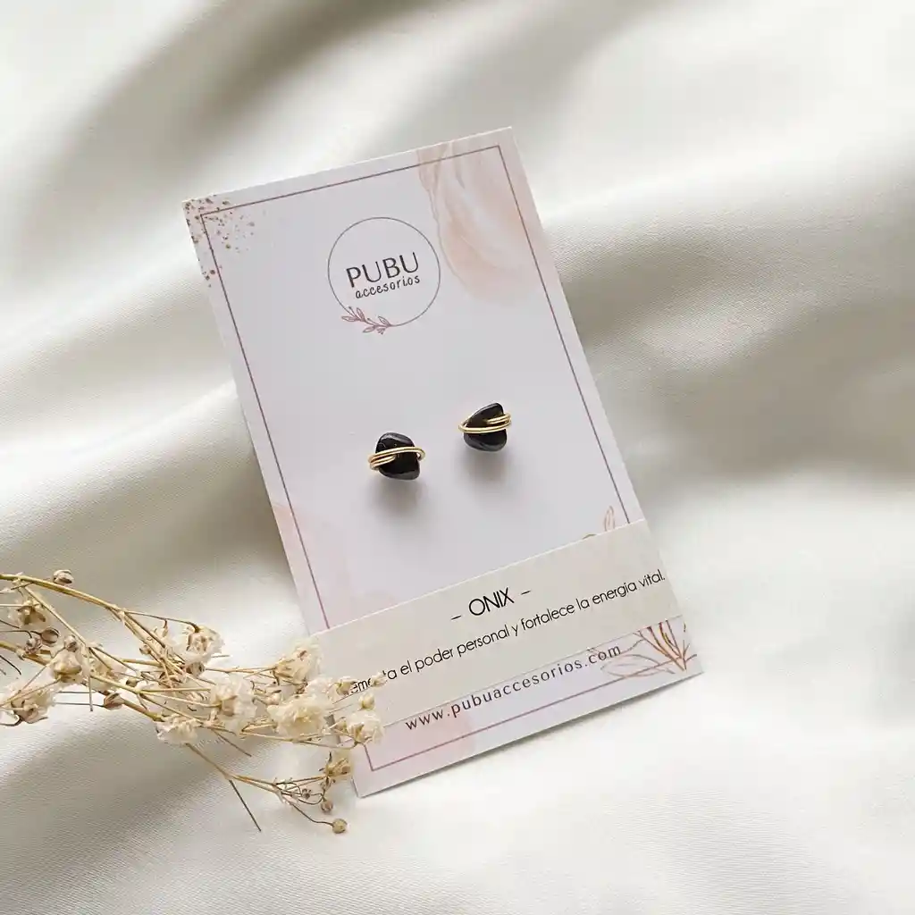 Aretes Topos Cuarzo Onix