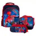 Kit X3 Morral Maleta Mediano + Lonchera + Cartuchera Niños Spiderman Jle