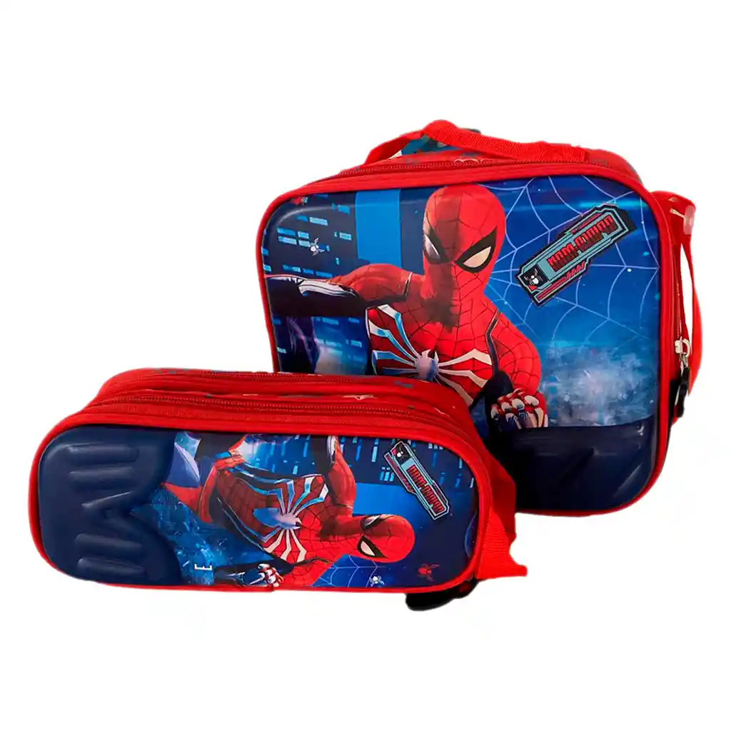 Kit X3 Morral Maleta Mediano + Lonchera + Cartuchera Niños Spiderman Jle