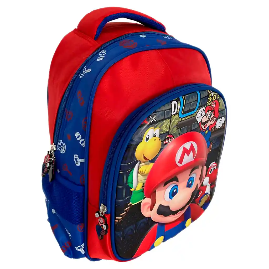 Kit X3 Morral Maleta Mediano + Lonchera + Cartuchera Niños Mario Jle