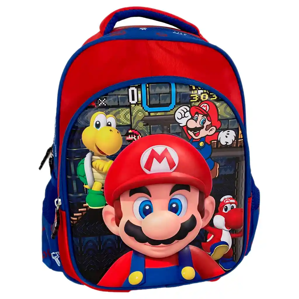 Kit X3 Morral Maleta Mediano + Lonchera + Cartuchera Niños Mario Jle