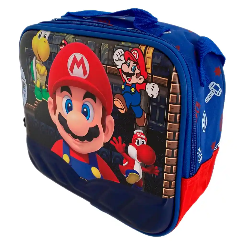 Kit X2 Lonchera Termica + Cartuchera Mario Niños Portacomida Jle