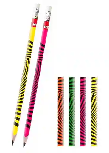 Lapiz Negro Hb Kores X 2 Unidades Cuerpo Colores Neon