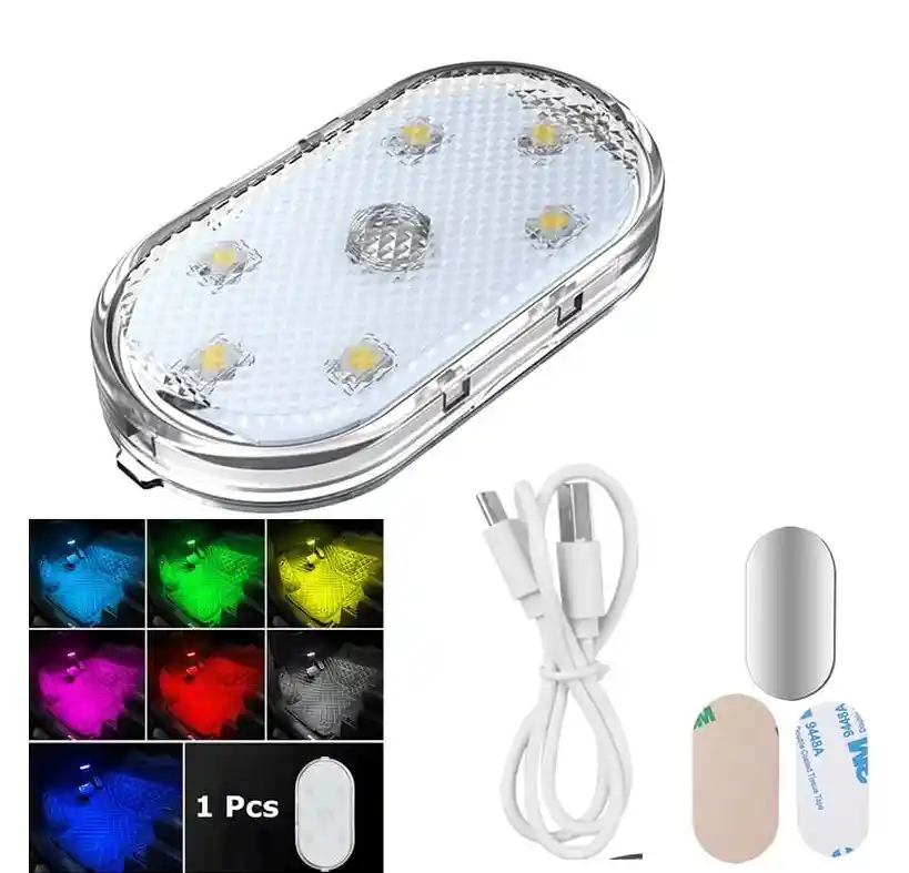 Luz Led Tactil Adhesiva Para Techo De Carro Multicolor Con Control Inhambrico