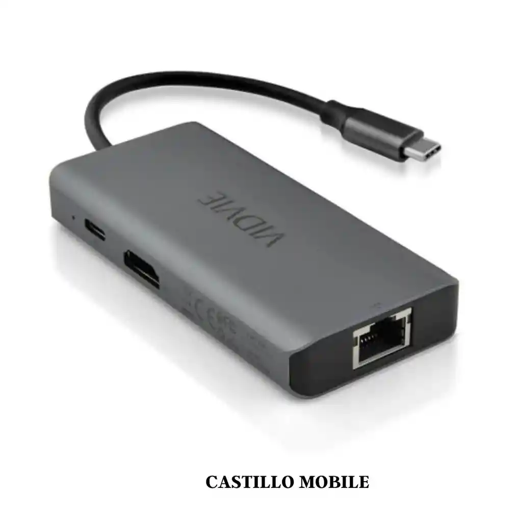Adaptador Hub Vidvie Hub01 6in1+tipo C Gris
