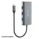 Adaptador Hub Vidvie Hub01 6in1+tipo C Gris