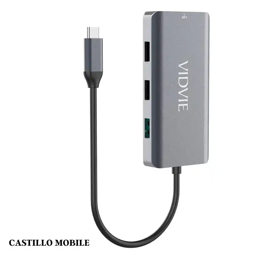 Adaptador Hub Vidvie Hub01 6in1+tipo C Gris