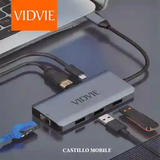 Adaptador Hub Vidvie Hub01 6in1+tipo C Gris