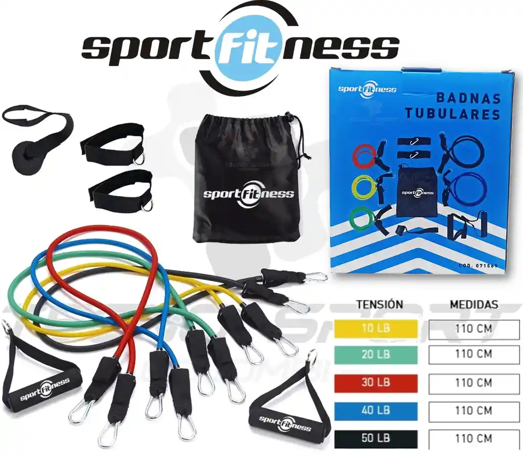 Kit Bandas Elásticas Tubulares X 10 Piezas Sport Fitness Gym