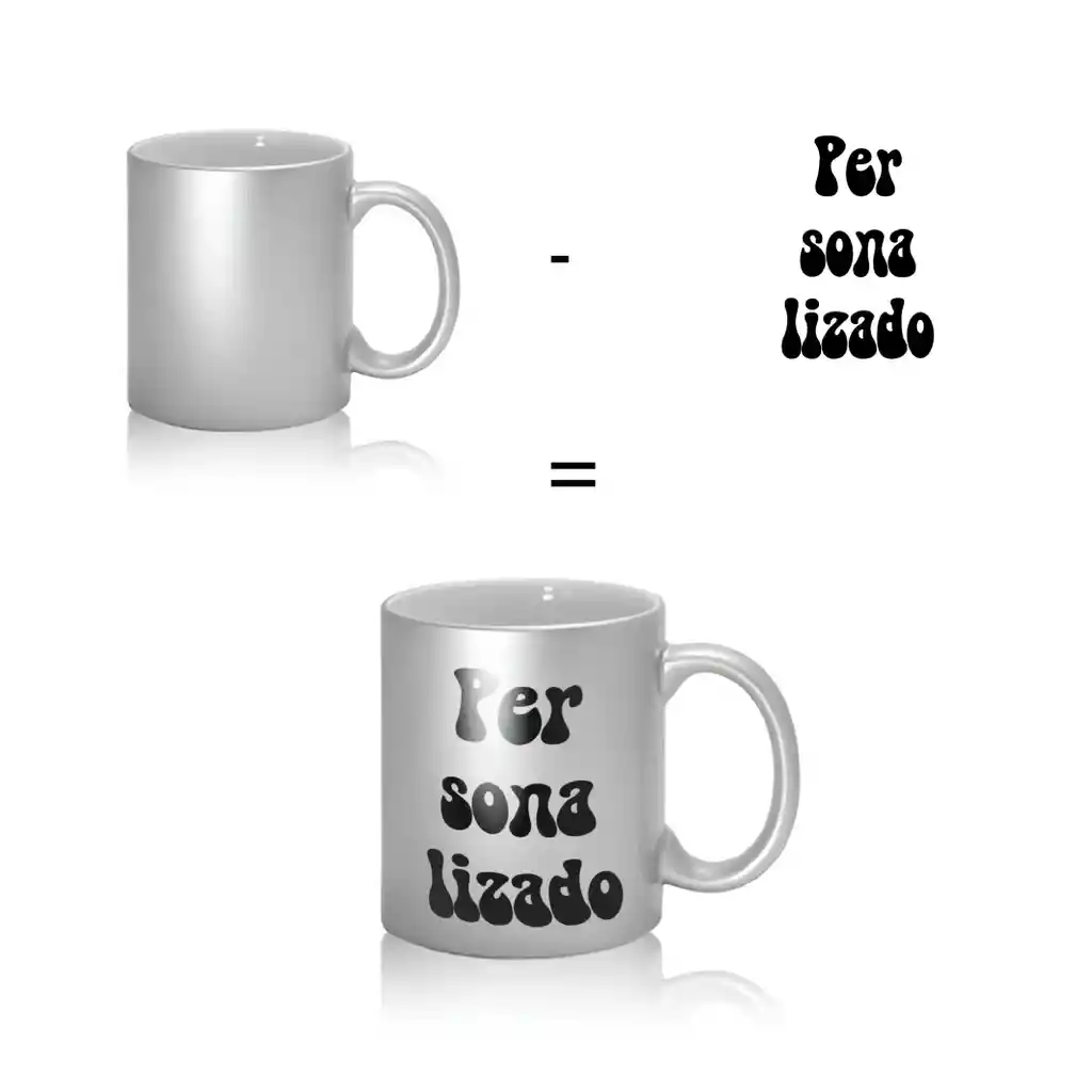 Taza Metalizada Gris Personalizada