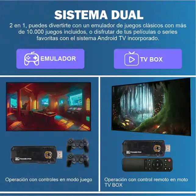 Emulador De Juegos Y Android Tv 2 En 1 Game Box 8k Inalambrico Convertidor A Smart Tv