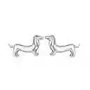 Aretes Topos Perro Salchicha Dachshund En Plata 925