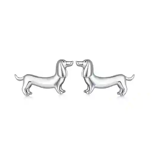 Aretes Topos Perro Salchicha Dachshund En Plata 925