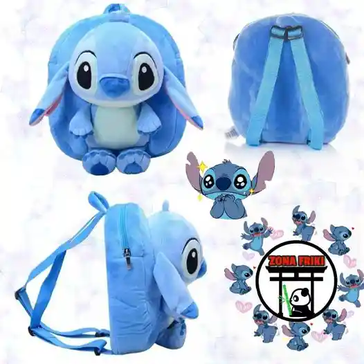 Niño Maleta Morral Peluche Stitch Bolso Viaje Escolar