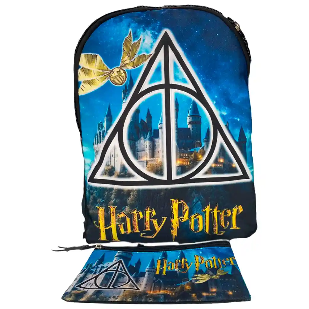 Morral + Cartuchera Harry Potter Mago Reliquias Maleta