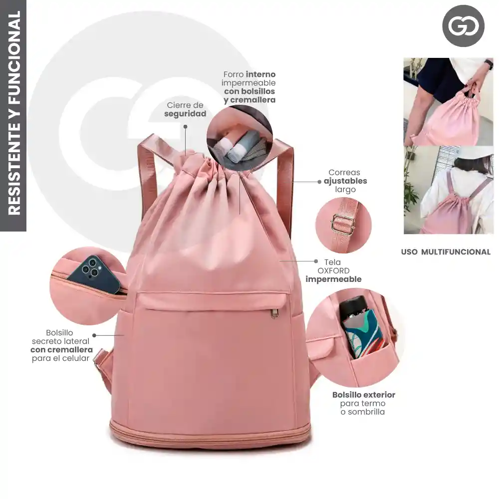 Mochila Morral Impermeable Practico Ligero Ajustable